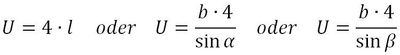 Formel für Umfang von einem Rhombus