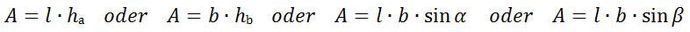 Formel für Fläche beim Rhomboid