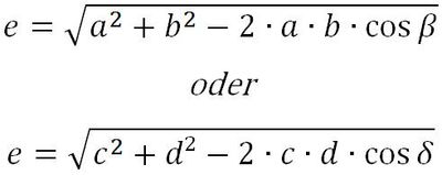 Formel für Diagonale e beim Trapez