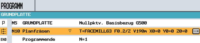 CNC-Programm Planfräsen