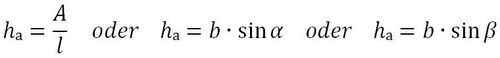 Formel für Höhe zu a beim Rhomboid