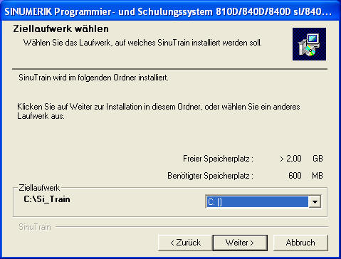 Installationslaufwerk angeben