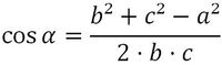 Kosinussatz für Kosinus alpha