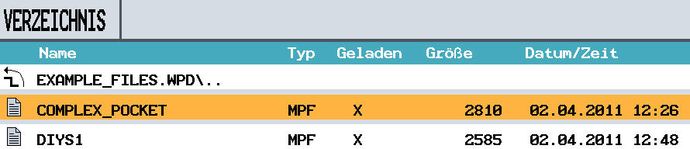 Verzeichnis Example Files Verzeichnis Example Files