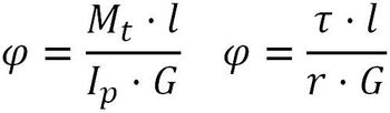 Formel für Verdrehwinkel mit polarem Flächenträgheitsmoment